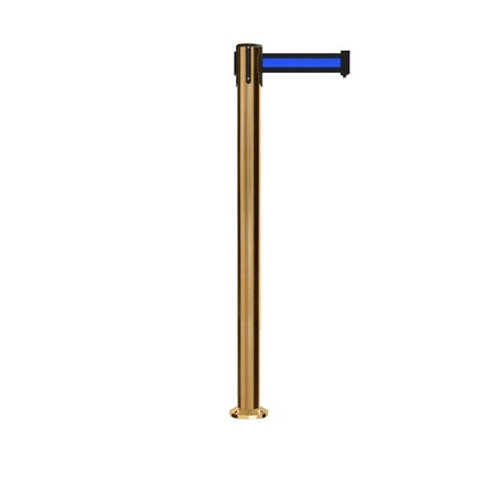 MONTOUR LINE Stanchion Belt Barrier Fixed Base Sat.Brass Post 11ft.Black/Bl HL Belt MX630F-SB-BBH-110